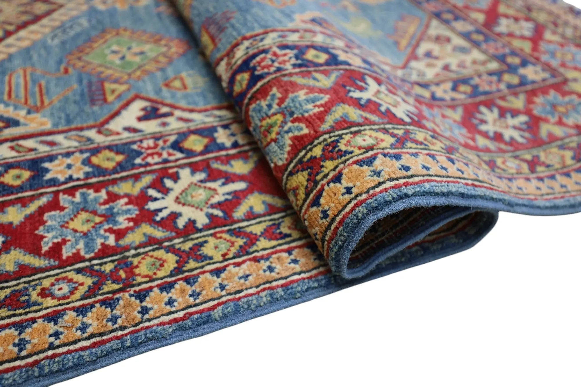 Hand-Knotted Afghani Kazak Wool Rug – 4’0″  x  6’1″ Rugistan