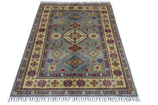 Hand-Knotted Afghani Kazak Wool Rug – 3’11″  x  5’6″ Rugistan