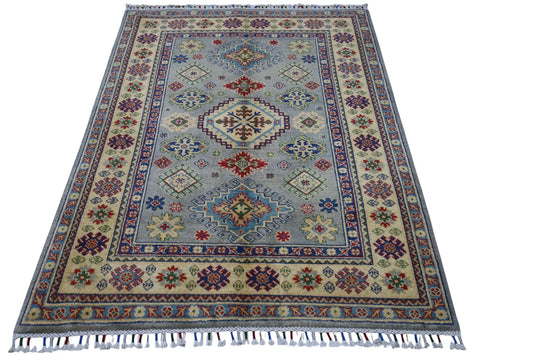Hand-Knotted Afghani Kazak Wool Rug – 3’11″  x  5’6″ Rugistan