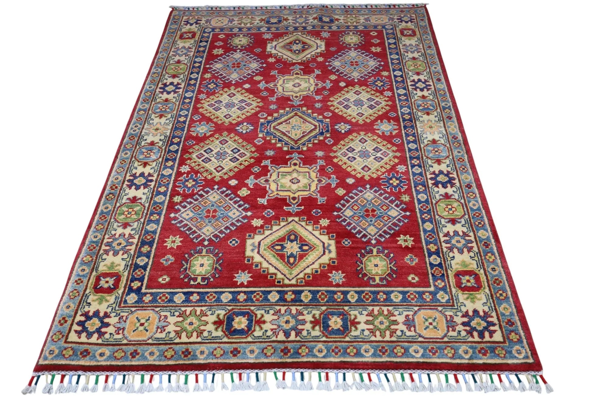 Hand-Knotted Afghani Kazak Wool Rug – 3’10″  x  6’0″ Rugistan