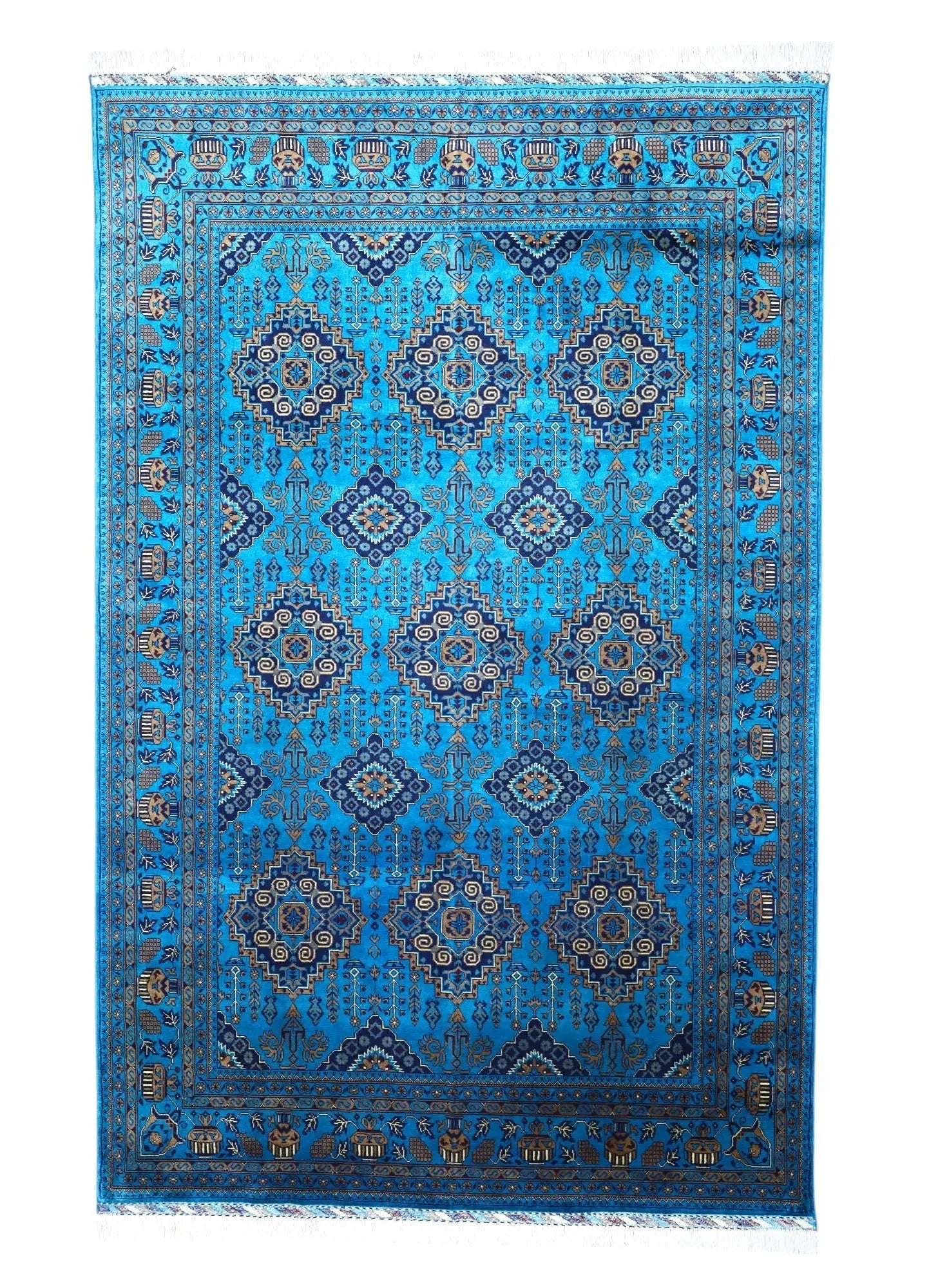Hand-Knotted Afghani Zerkhaki Wool Rug – 6’6″  x  10’0″ Rugistan