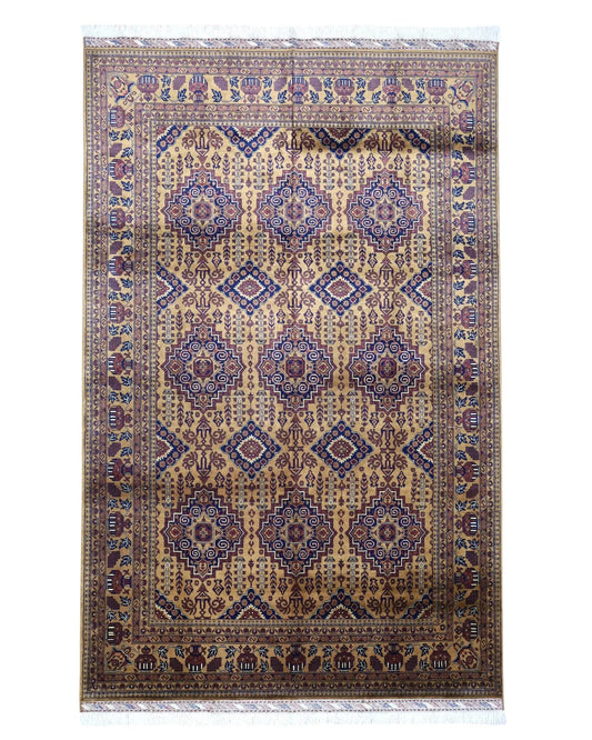 Hand-Knotted Afghani Zerkhaki Wool Rug – 6’7″  x  10’2″ Rugistan