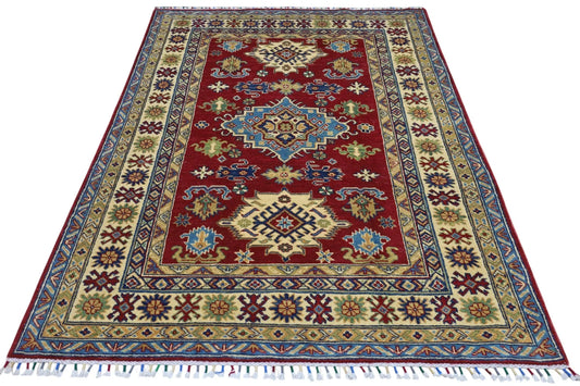 Hand-Knotted Afghani Kazak Wool Rug – 4’9″  x  6’8″ Rugistan