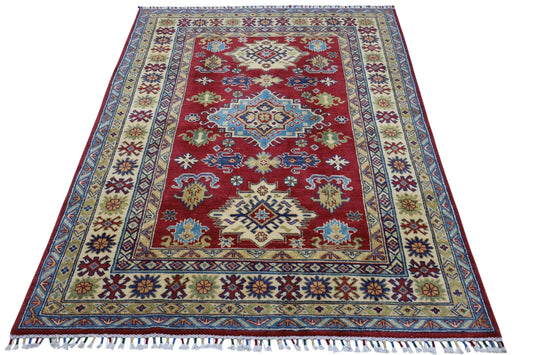 Hand-Knotted Afghani Kazak Wool Rug – 4’9″  x  6’8″ Rugistan