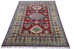 Hand-Knotted Afghani Kazak Wool Rug – 4’9″  x  6’8″ Rugistan
