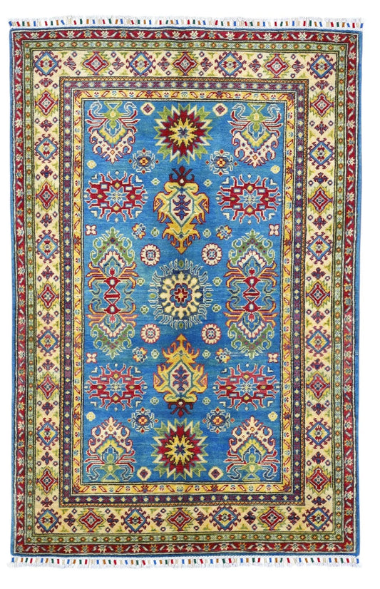 Hand-Knotted Afghani Kazak Wool Rug – 3’11″  x  6’0″ Rugistan