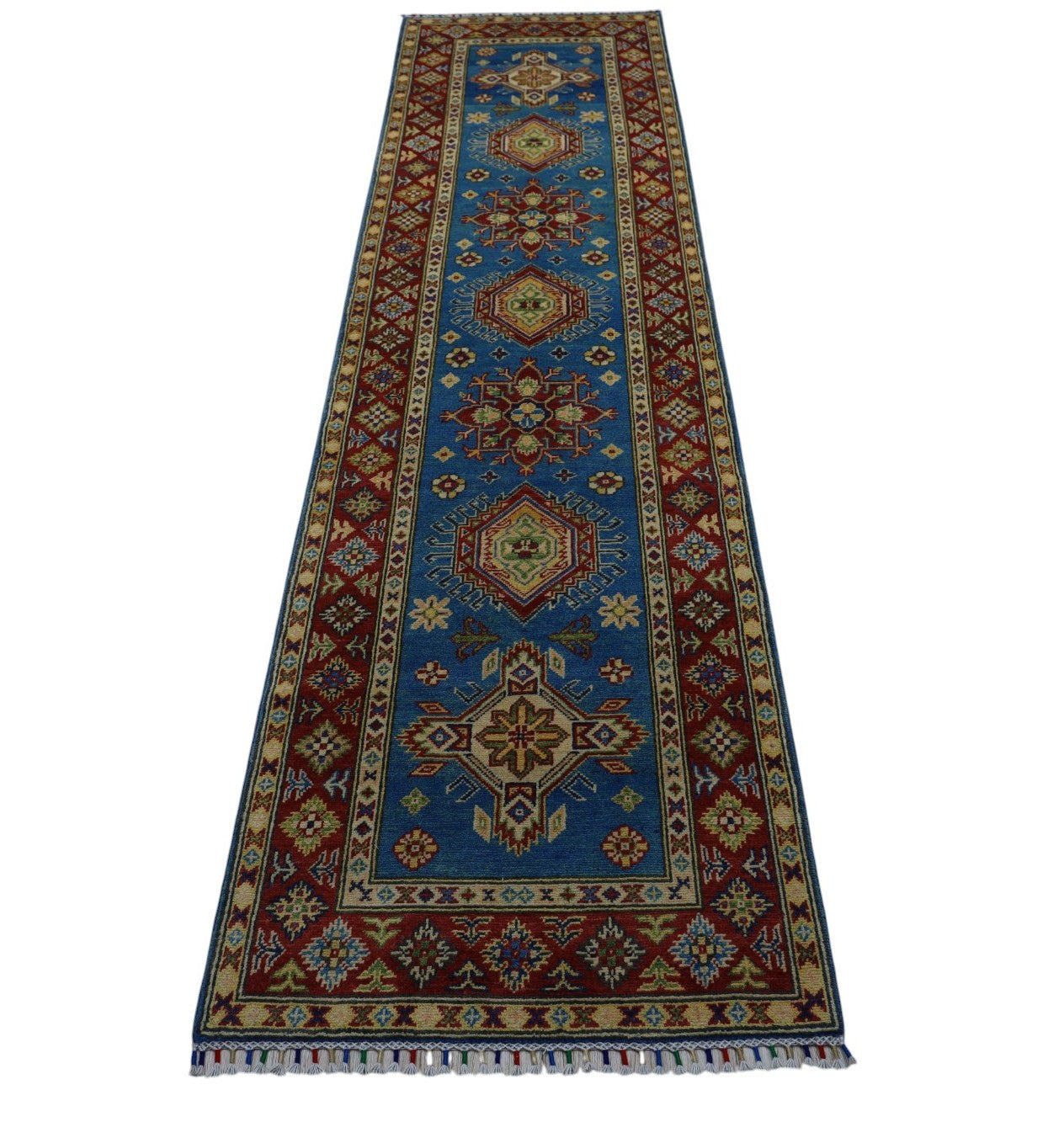 Hand-Knotted Afghani Kazak Wool Rug – 2’9″  x  9’9″ Rugistan