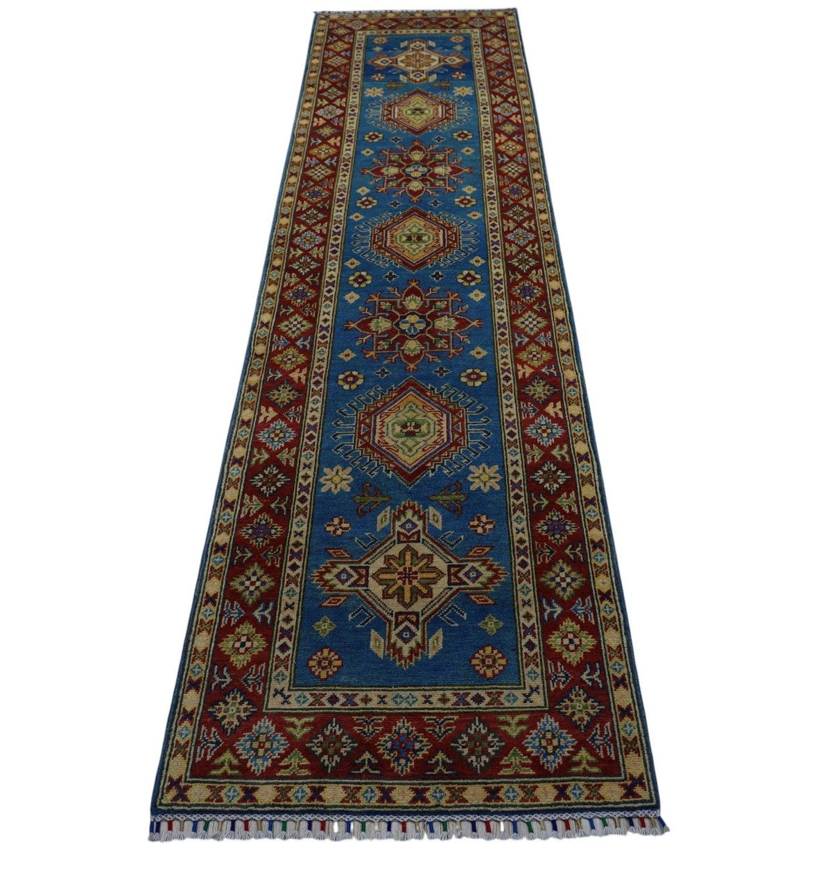 Hand-Knotted Afghani Kazak Wool Rug – 2’9″  x  9’9″ Rugistan
