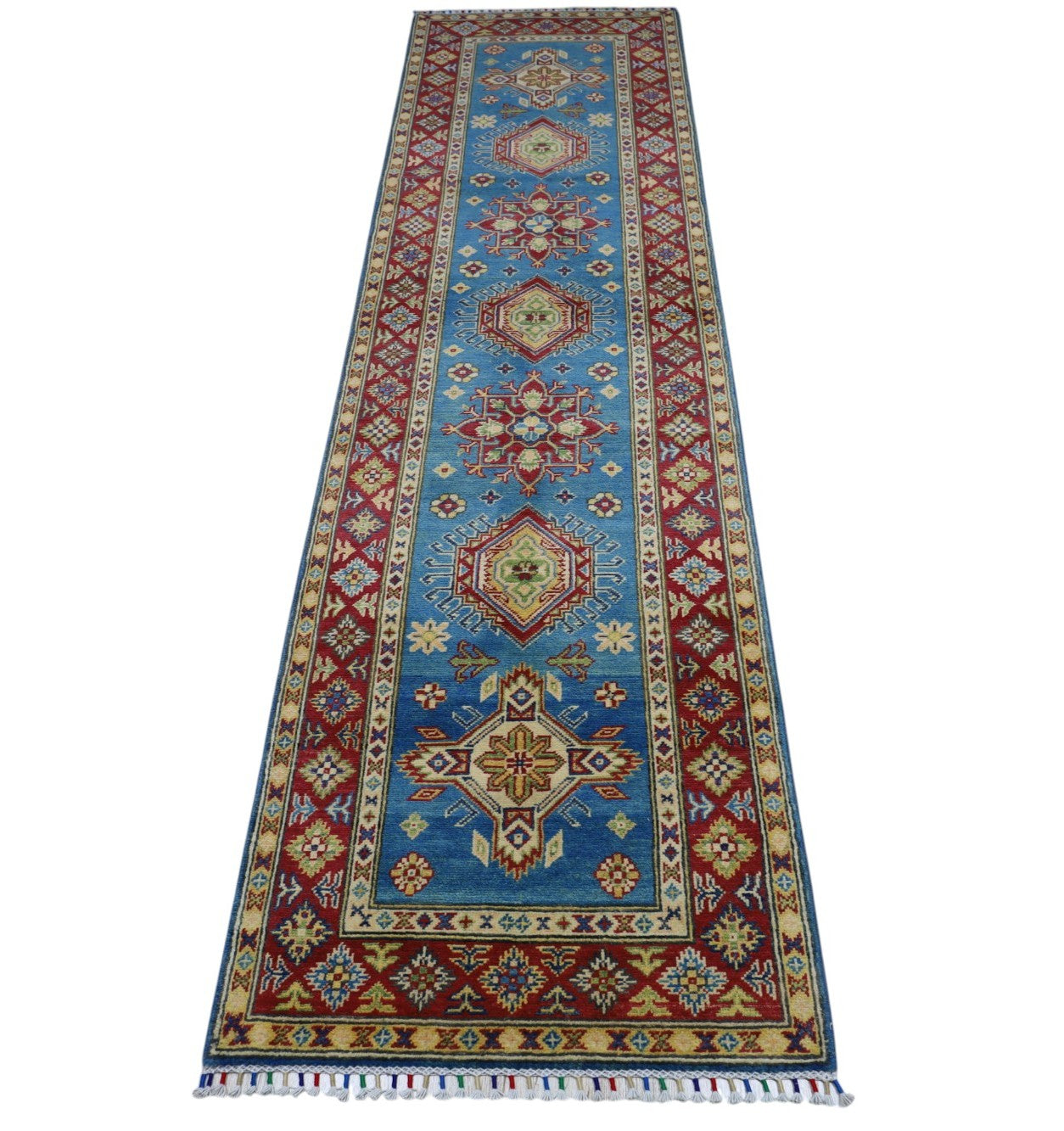 Hand-Knotted Afghani Kazak Wool Rug – 2’9″  x  9’9″ Rugistan
