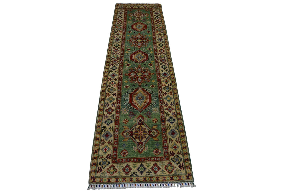 Hand-Knotted Afghani Kazak Wool Rug – 2’9″  x  9’2″ Rugistan