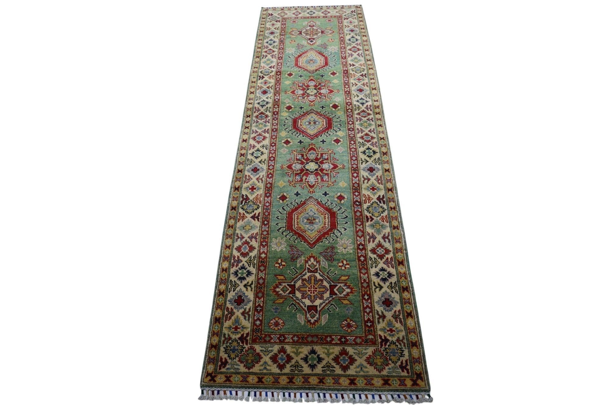 Hand-Knotted Afghani Kazak Wool Rug – 2’9″  x  9’2″ Rugistan