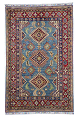 Hand-Knotted Afghani Kazak Wool Rug – 4’0″  x  6’1″ Rugistan
