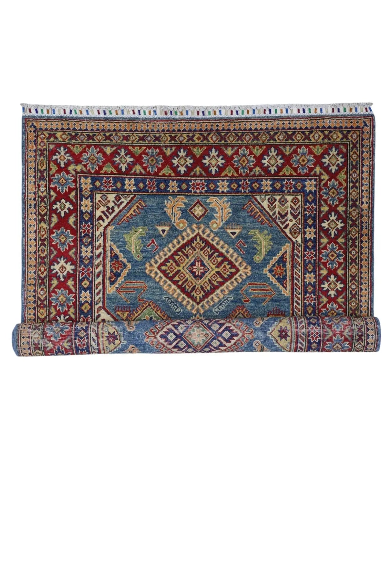 Hand-Knotted Afghani Kazak Wool Rug – 4’0″  x  6’1″ Rugistan