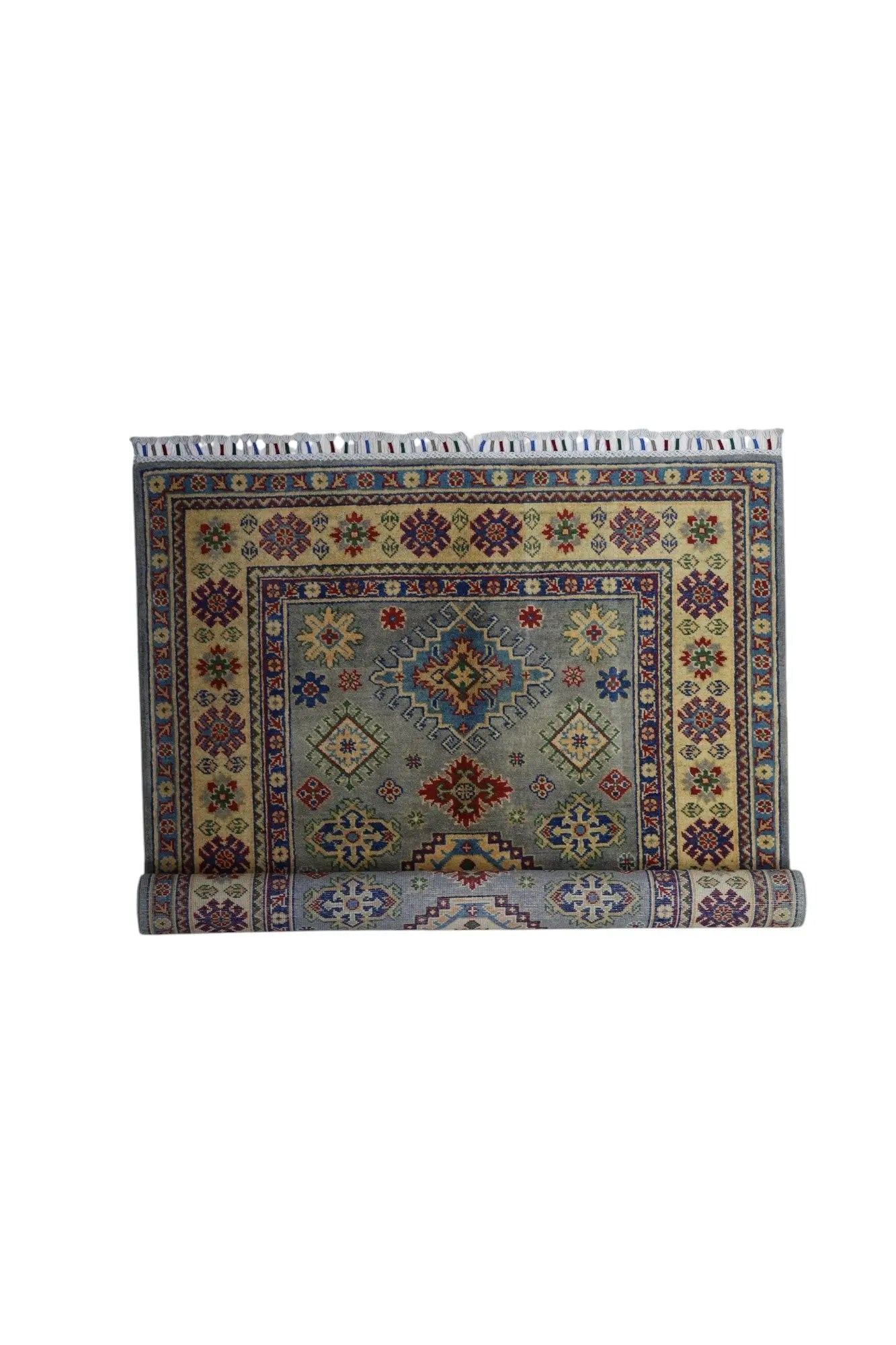 Hand-Knotted Afghani Kazak Wool Rug – 3’11″  x  5’6″ Rugistan
