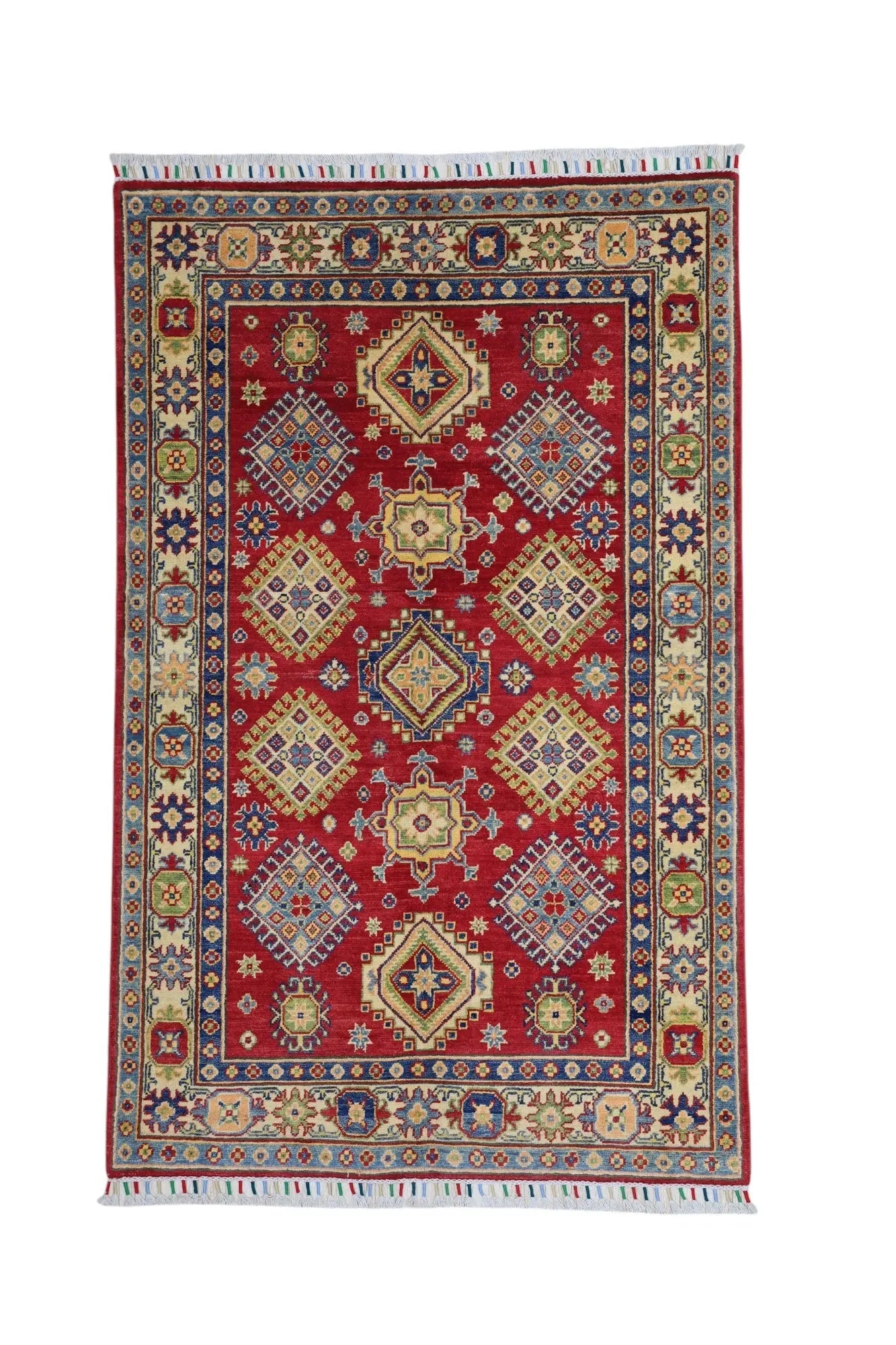Hand-Knotted Afghani Kazak Wool Rug – 3’10″  x  6’0″ Rugistan