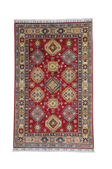 Hand-Knotted Afghani Kazak Wool Rug – 3’10″  x  6’0″ Rugistan