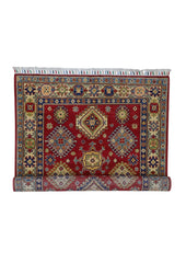 Hand-Knotted Afghani Kazak Wool Rug – 3’10″  x  6’0″ Rugistan