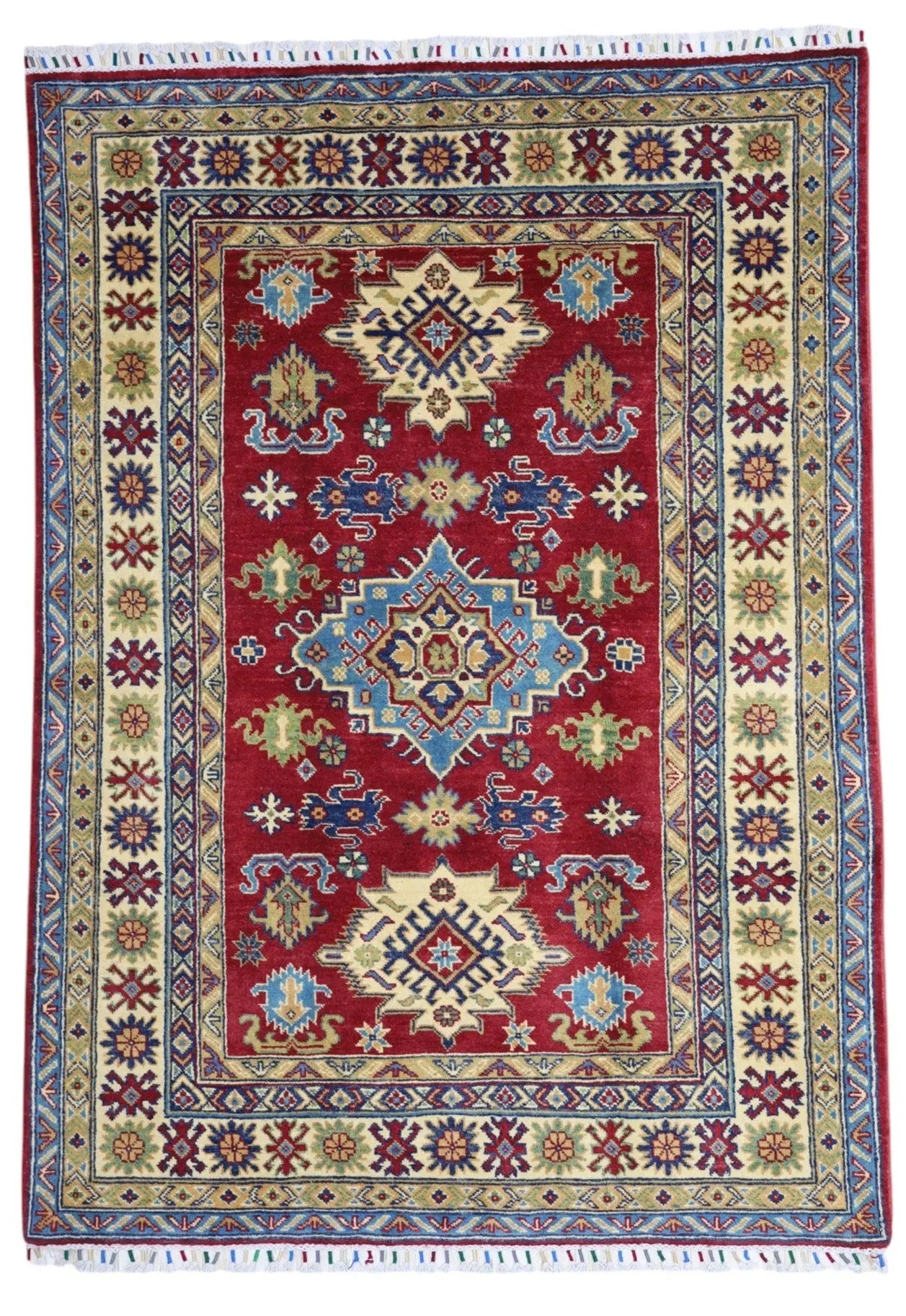 Hand-Knotted Afghani Kazak Wool Rug – 4’9″  x  6’8″ Rugistan