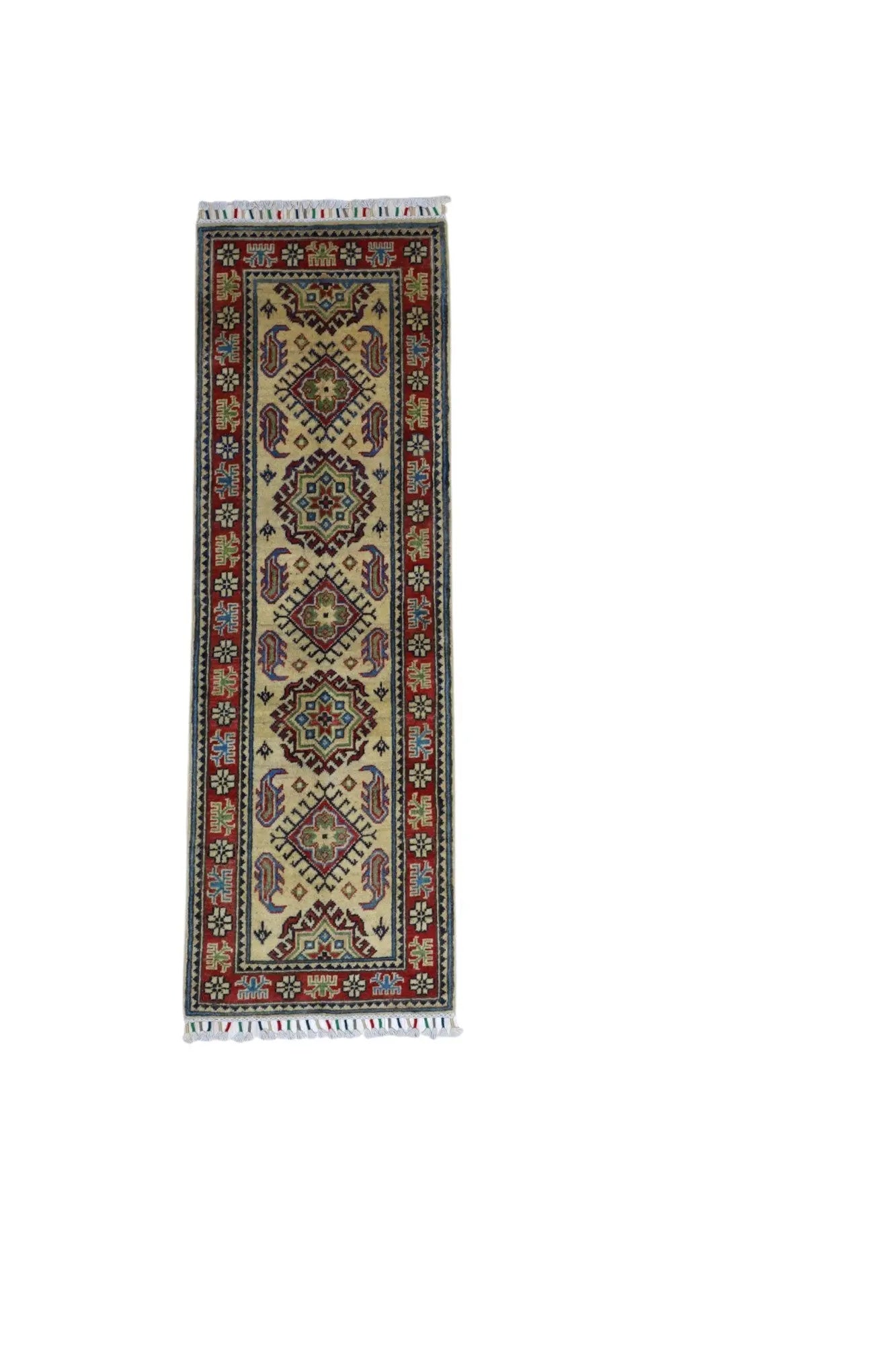 Hand-Knotted Afghani Kazak Wool Rug – 2’0″  x  6’2″ Rugistan