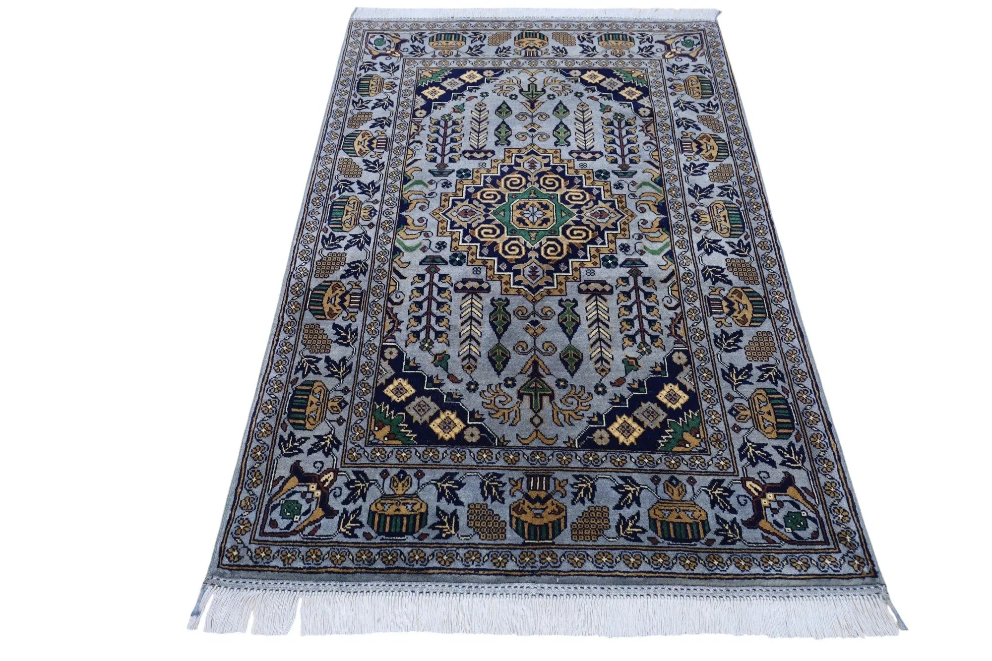 Hand-Knotted Afghani Zerkhaki Wool Rug – 3’4″  x  4’11″ Rugistan