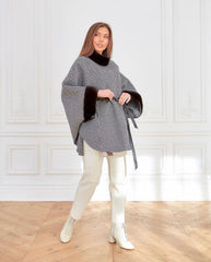 Genuine Scandinavian Mink Fur Virgin Wool Poncho Alaska® Outerwear Company