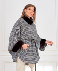 Genuine Scandinavian Mink Fur Virgin Wool Poncho Alaska® Outerwear Company