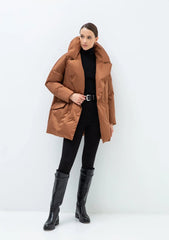 Aria Premium Down Fill Belted Jacket in Cinnamon Alaska® Outerwear Company
