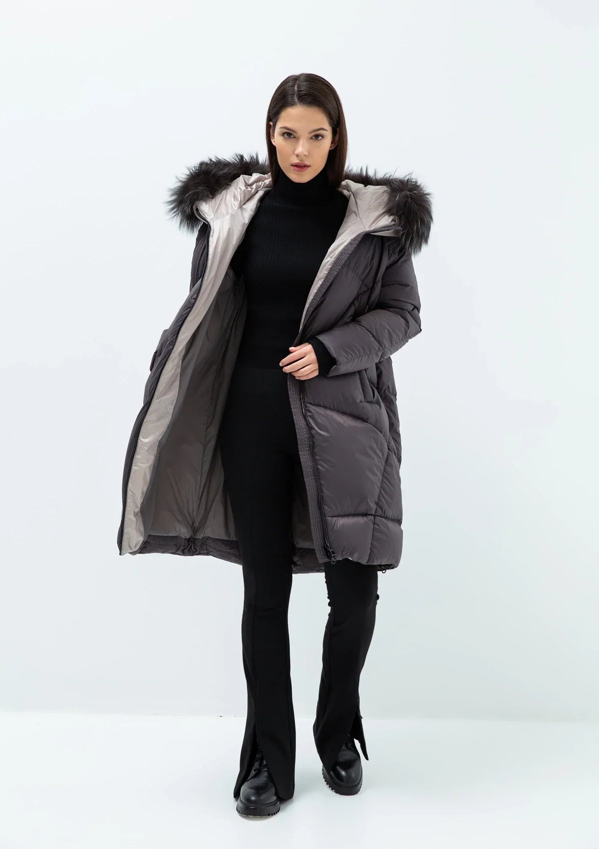 Gisèle Premium Genuine Fox Fur Trim Down Fill Coat Alaska® Outerwear Company