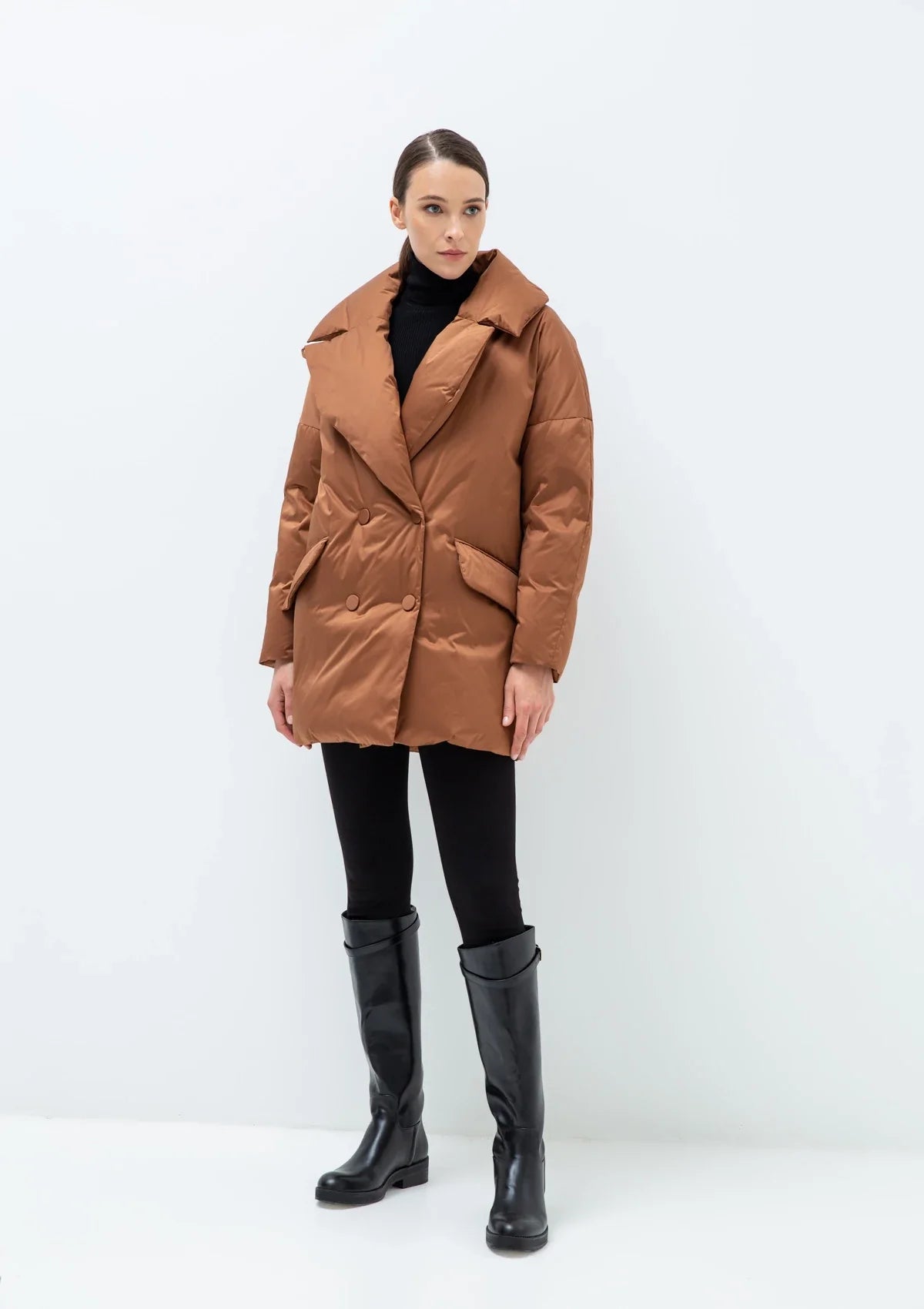 Aria Premium Down Fill Belted Jacket in Cinnamon Alaska® Outerwear Company