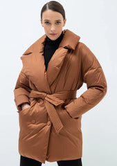 Aria Premium Down Fill Belted Jacket in Cinnamon Alaska® Outerwear Company