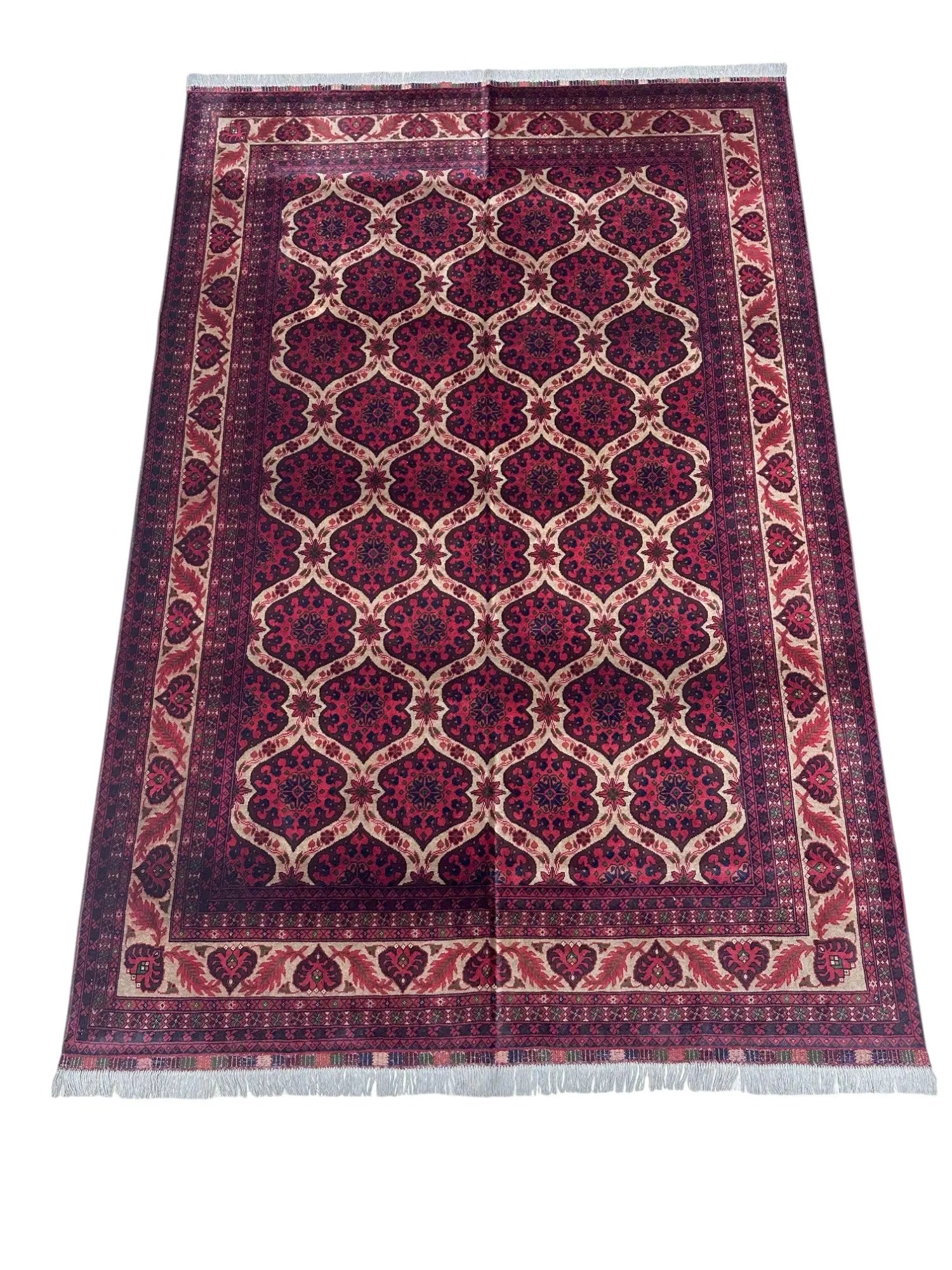 Hand-Knotted Afghani Heart Shape Wool Rug – 6’6″  x  9’5″ Rugistan