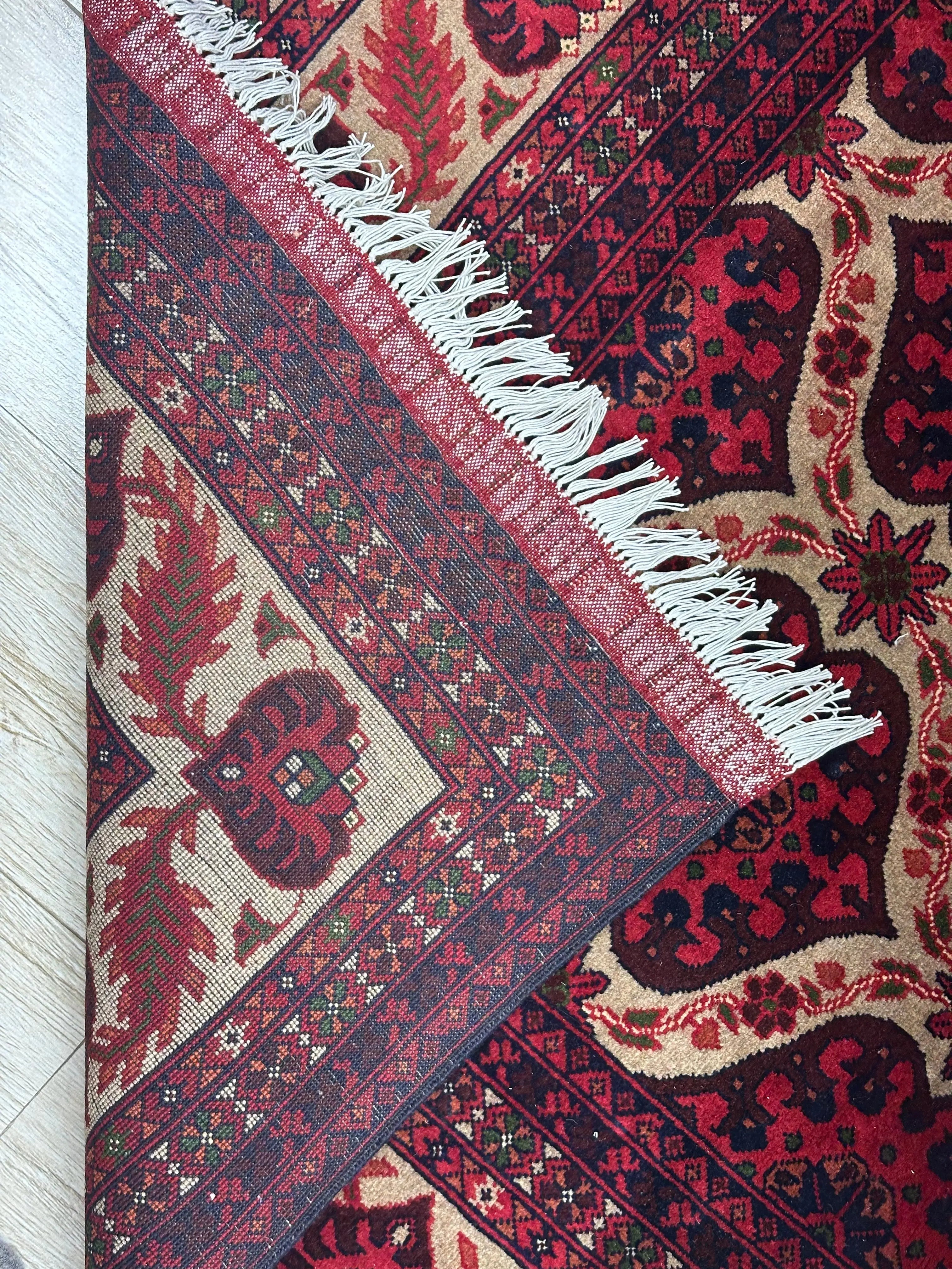 Hand-Knotted Afghani Heart Shape Wool Rug – 6’6″  x  9’5″ Rugistan