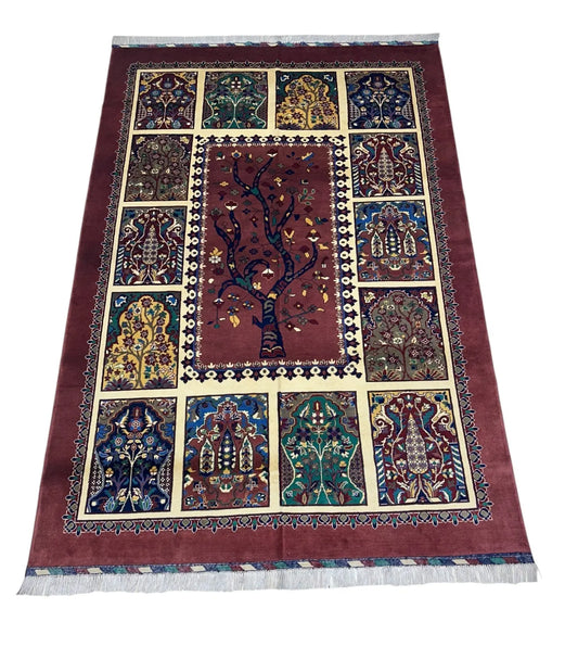 Hand-Knotted Afghani Tree of Life Wool Rug – 6’6″  x  9’6″ Rugistan