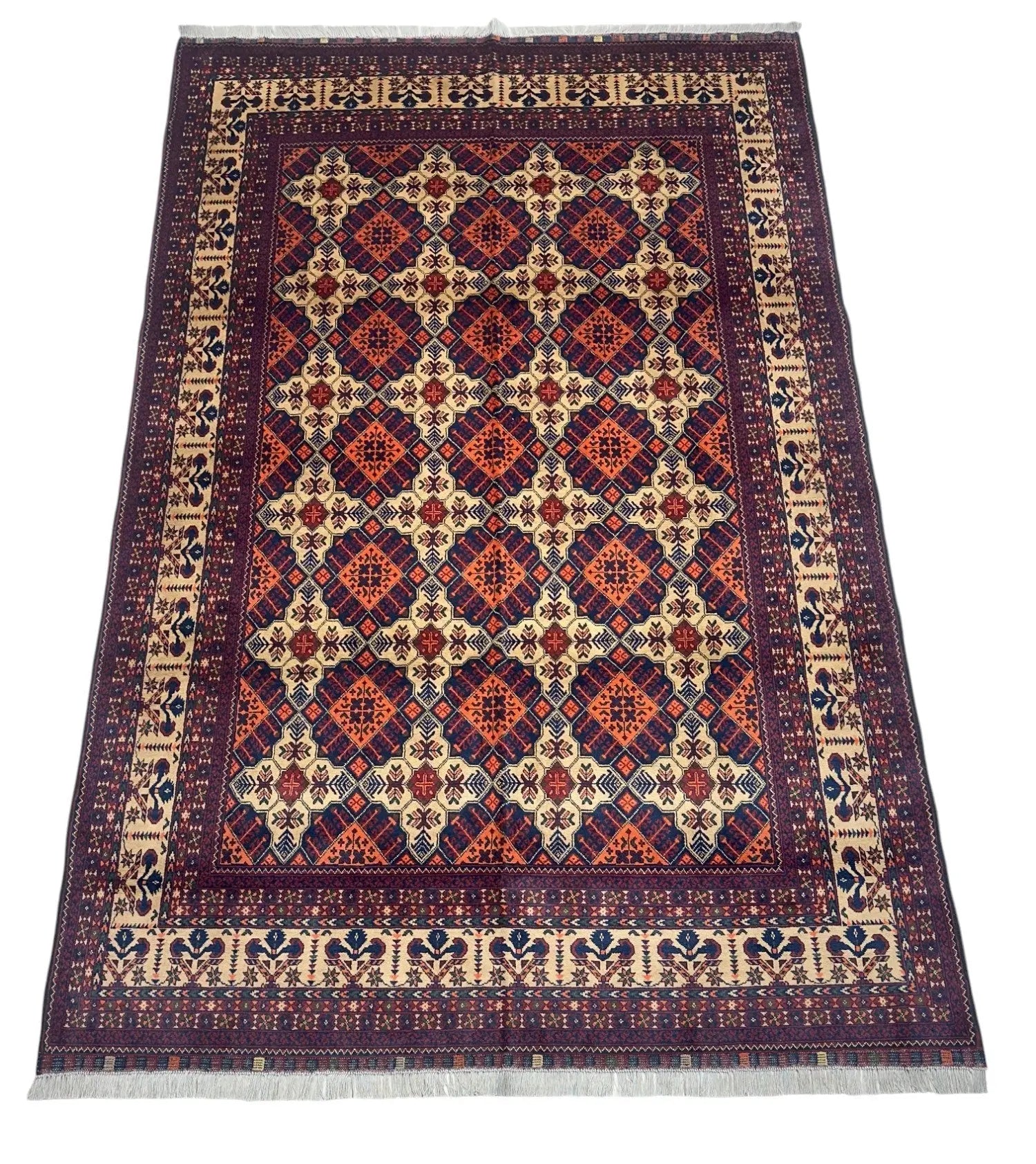 Hand-Knotted Afghani Yusufi Wool Rug – 6’7″  x  10’0″ Rugistan
