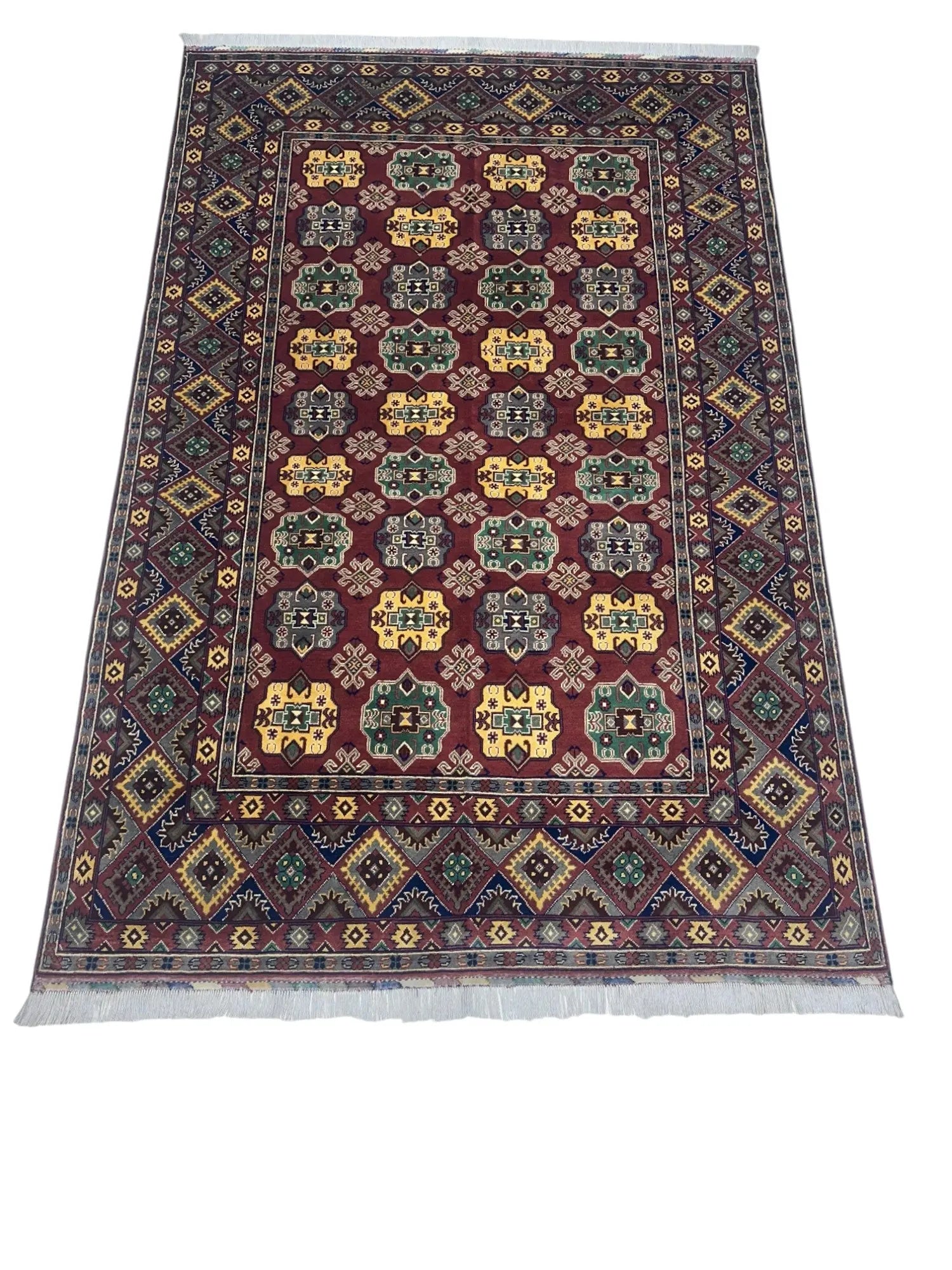 Hand-Knotted Afghani Turkmenistani Wool Rug – 6’5″  x  9’9″ Rugistan