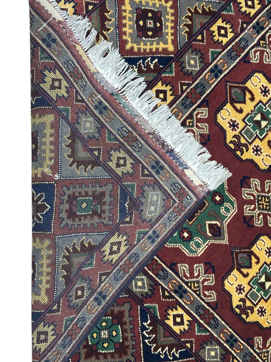Hand-Knotted Afghani Turkmenistani Wool Rug – 6’5″  x  9’9″ Rugistan