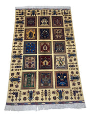 Hand-Knotted Afghani Bakhteiari Wool Rug – 3’5″  x  5’1″ Rugistan