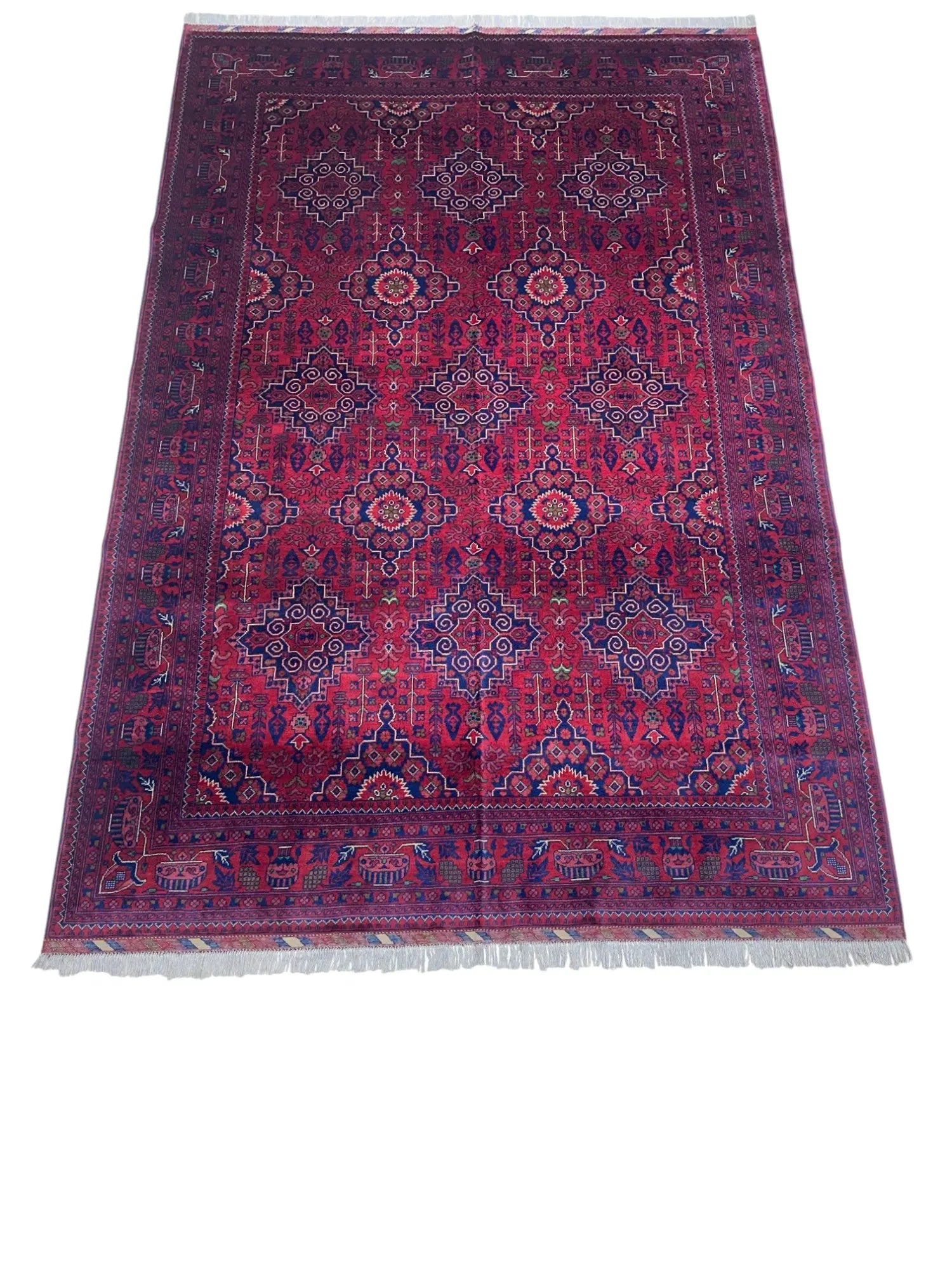Hand-Knotted Afghani Zerkhaki Wool Rug – 6’7″  x  9’8″ Rugistan