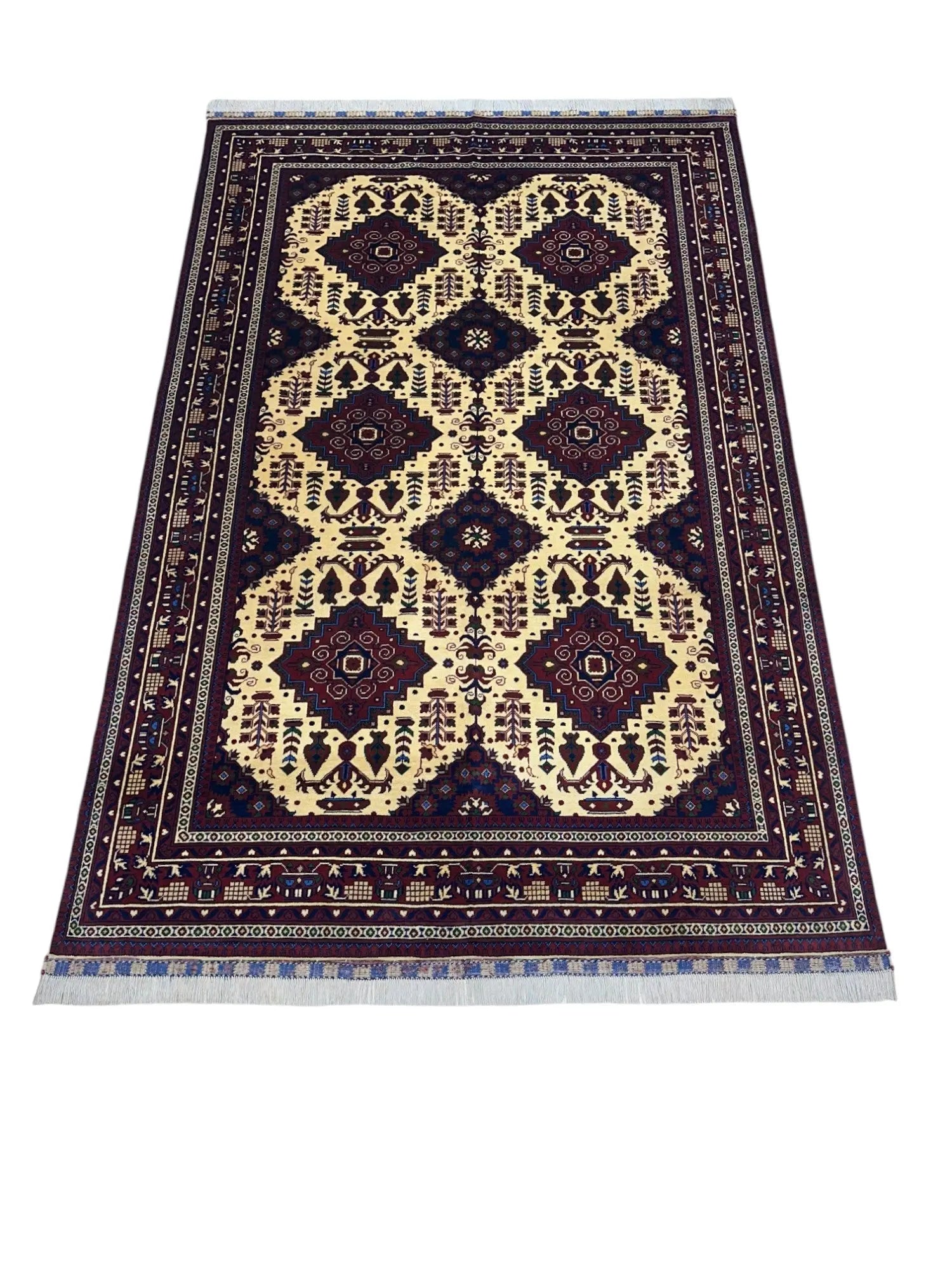 Hand-Knotted Afghani Zerkhaki Wool Rug – 6’6″  x  9’8″ Rugistan