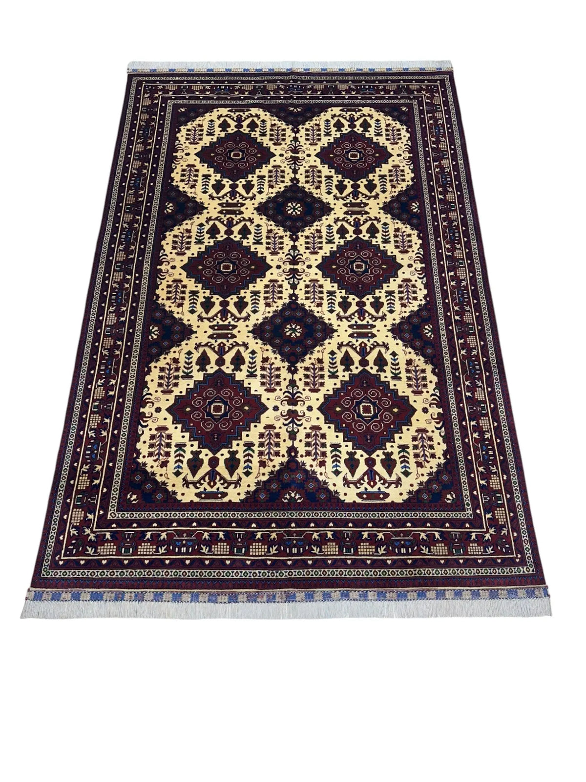 Hand-Knotted Afghani Zerkhaki Wool Rug – 6’6″  x  9’8″ Rugistan