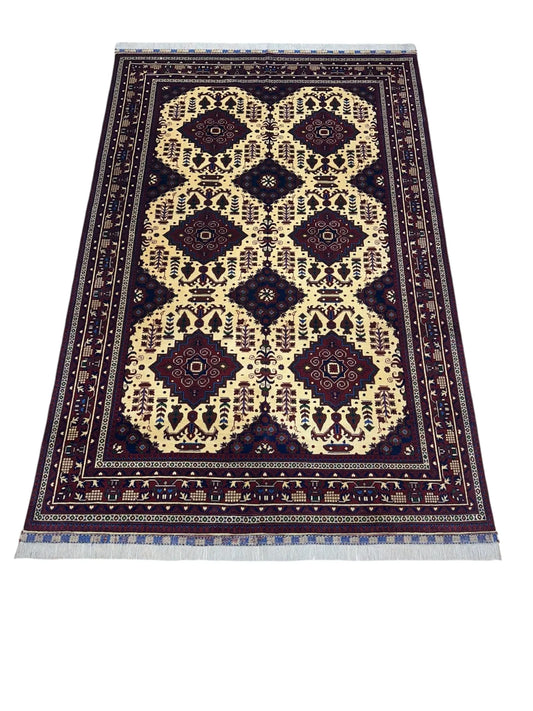 Hand-Knotted Afghani Zerkhaki Wool Rug – 6’6″  x  9’8″ Rugistan
