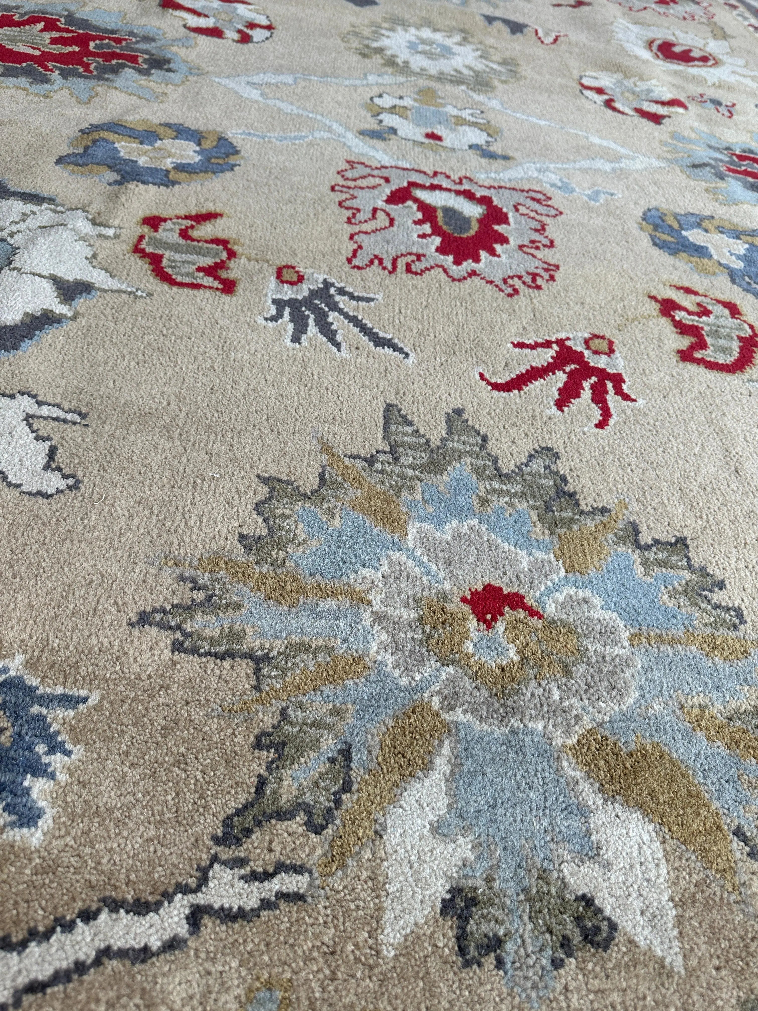 Hand Knotted Oushak Traditional Wool Rug, Living Room 9 x 12 Rug Rugistan