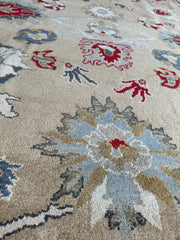 Hand Knotted Oushak Traditional Wool Rug, Living Room 9 x 12 Rug Rugistan