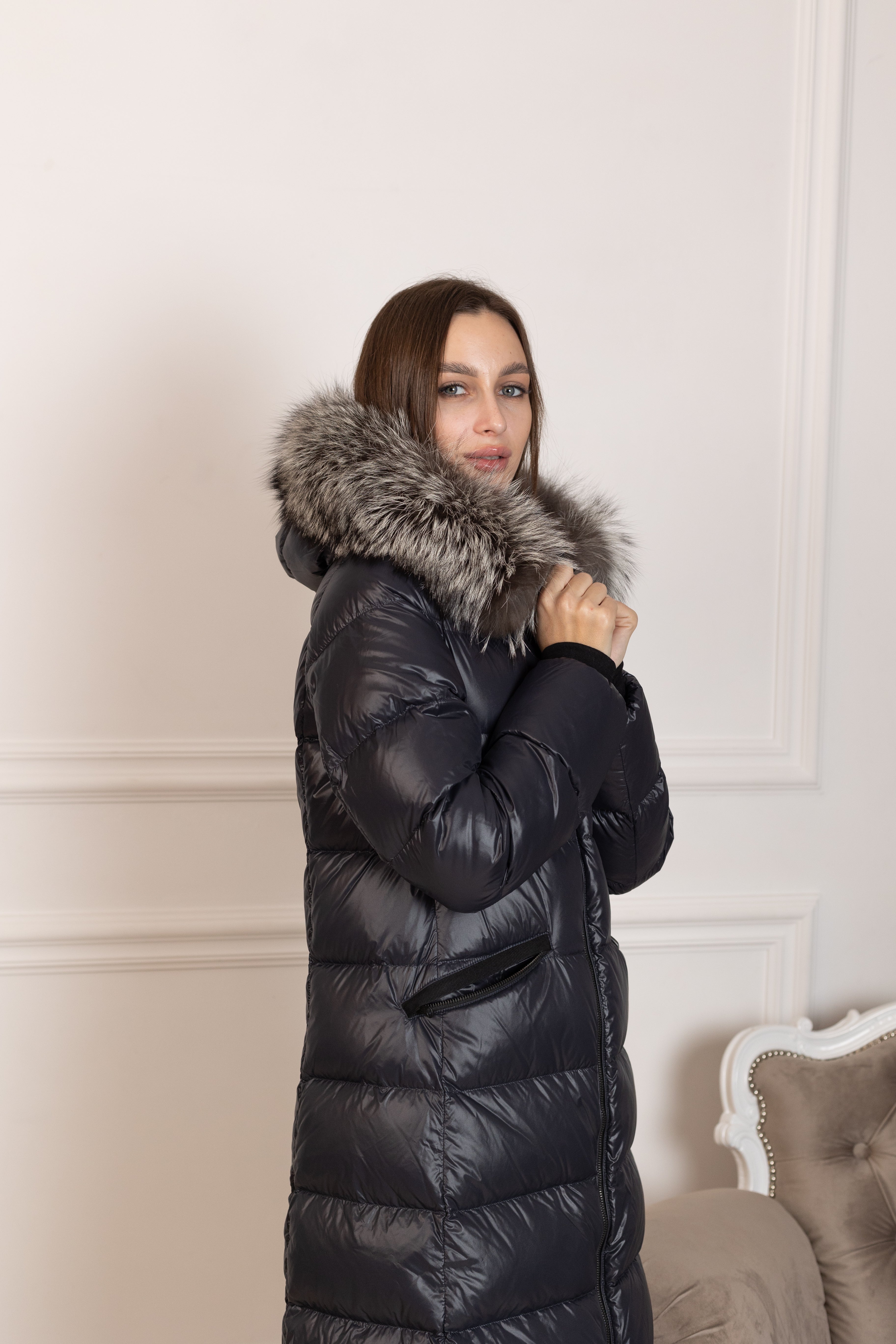 Genuine Silver Fox Fur Trim Down Fill Coat Alaska® Outerwear Company