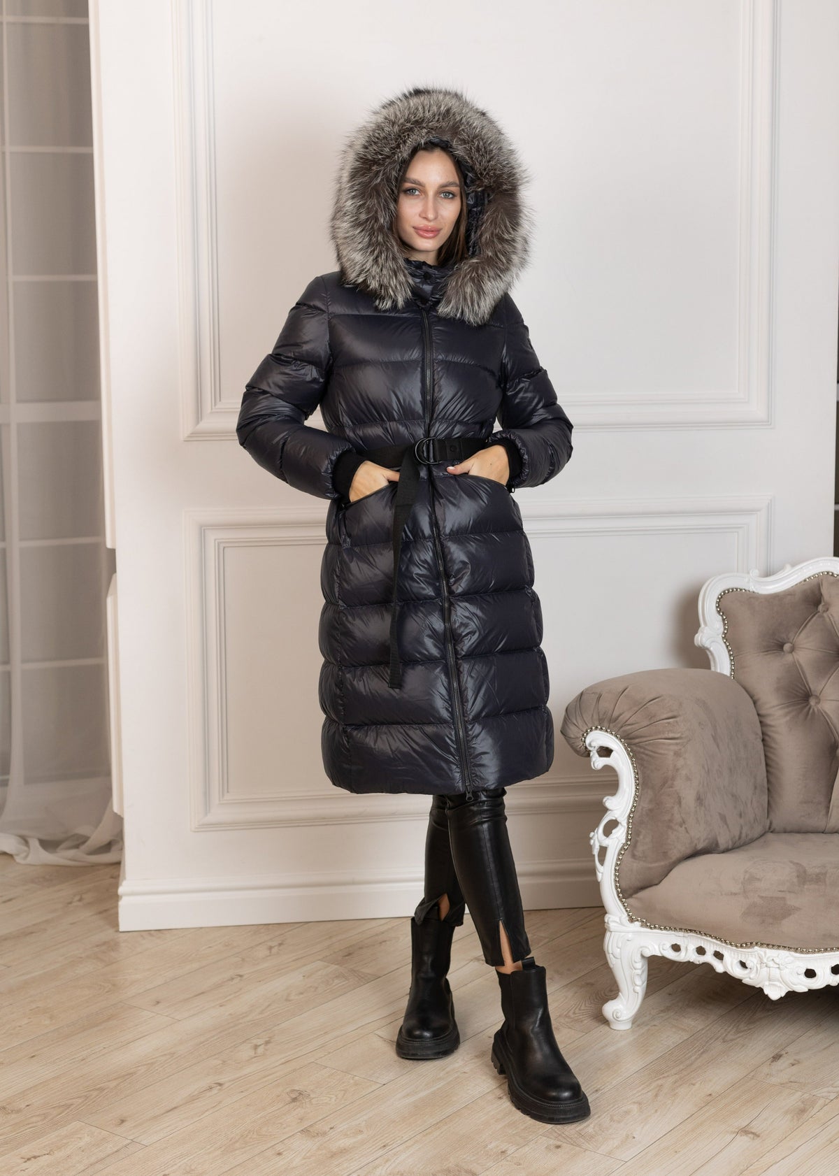 Genuine Silver Fox Fur Trim Down Fill Coat Alaska® Outerwear Company