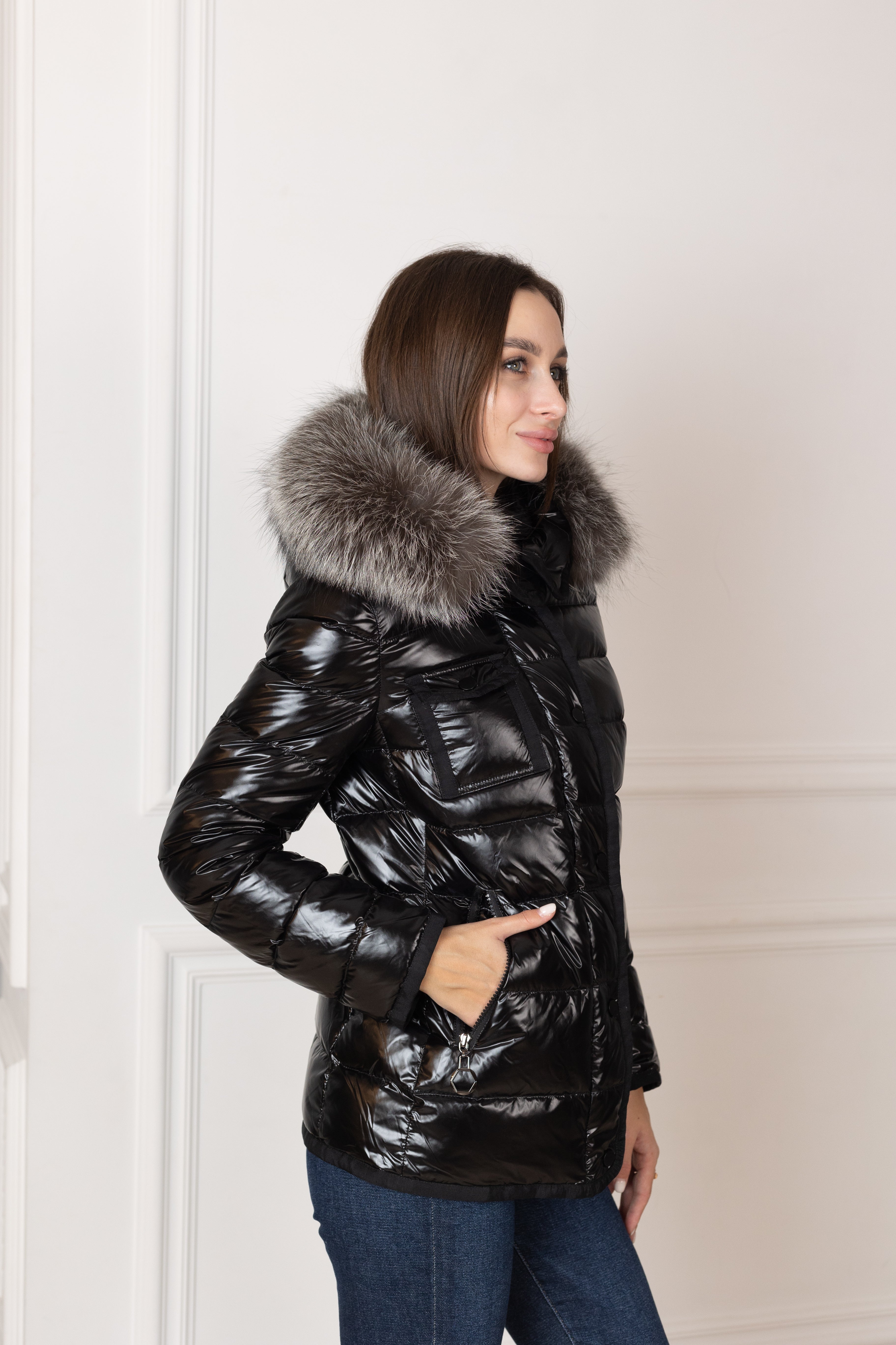 Genuine Silver Fox Fur Lightweight Down Fill Coat Alaska® Outerwear Company