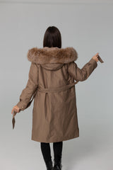 Genuine Fox Fur Trim Rabbit Fur Insulated Parka