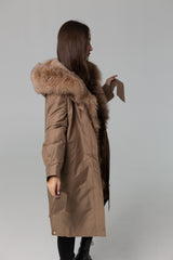 Genuine Fox Fur Trim Rabbit Fur Insulated Parka