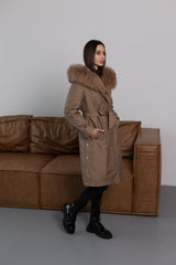 Genuine Fox Fur Trim Rabbit Fur Insulated Parka