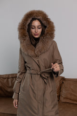 Genuine Fox Fur Trim Rabbit Fur Insulated Parka